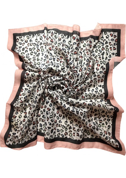Pembe Leopar Desenli Eşarp
