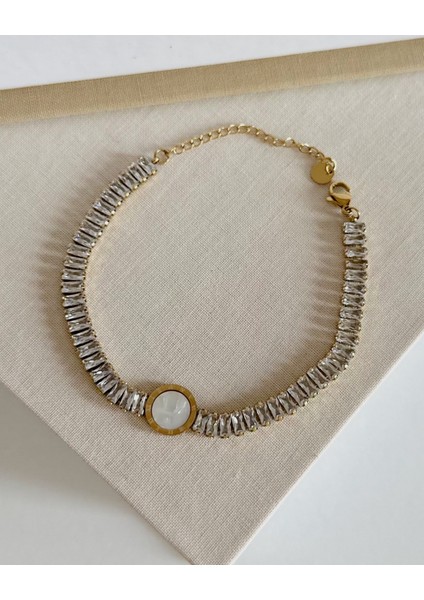 Gold Roma Harf Çelik Bileklik