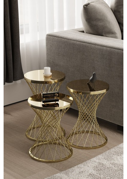 Pota Zigon Sehpa Gold Kaplama Bronz Ayna