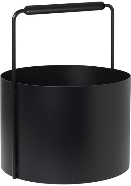 Siyah Ahşap Saplı Dekoratif Metal Odunluk Kova-Sepet-Şömine fiyatları