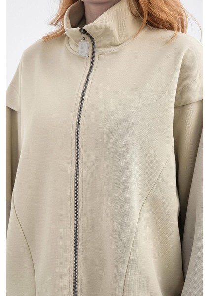 Haki Kadın Pike Dokulu Bel Ayarlanabilir Fermuar Detaylı Bol Paça Alt-Üst Takım fırsatları