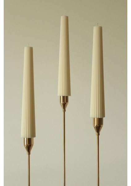 Lumıerı Candle El Yapımı Kokusuz Çokgen Uzun Şamdanlık Dekoratif Kalıp Mum– Kırık Beyaz -22*4 indirimleri