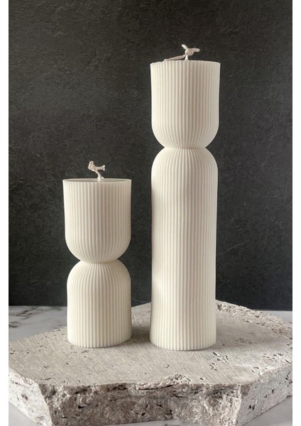 Lumıerı Candle El Yapımı Kokusuz Çokgen Yuvarlak Dekoratif Kalıp Mum– Kırık Beyaz -20*7-15*7 fiyatları