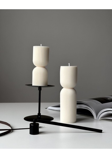 Lumıerı Candle El Yapımı Kokusuz Çokgen Yuvarlak Dekoratif Kalıp Mum– Kırık Beyaz -20*7-15*7 fırsatları