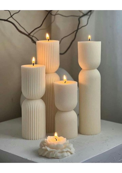 Lumıerı Candle El Yapımı Kokusuz Çokgen Yuvarlak Dekoratif Kalıp Mum– Kırık Beyaz -20*7-15*7 indirimleri