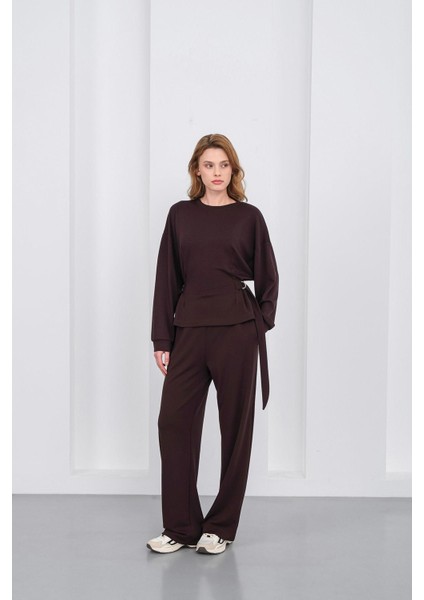 Kahve Kadın Premium Modal D Toka Süs Kemerli Alt-Üst Takım fiyatları