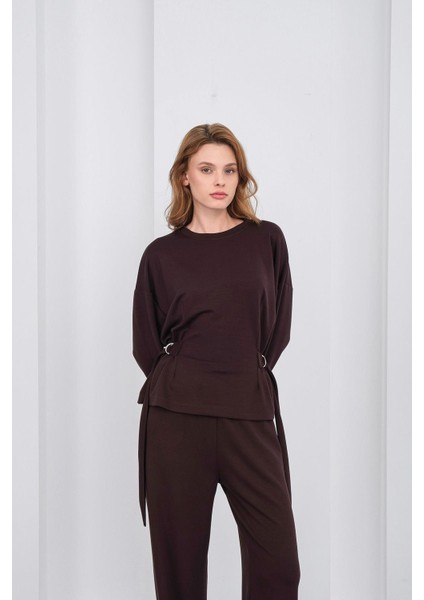 Kahve Kadın Premium Modal D Toka Süs Kemerli Alt-Üst Takım fırsatları