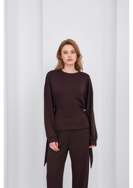 Kahve Kadın Premium Modal D Toka Süs Kemerli Alt-Üst Takım indirimleri