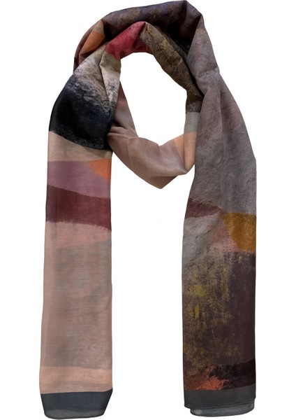 Toprak Tonlarında Soyut Desenli Ince Şal fırsatları