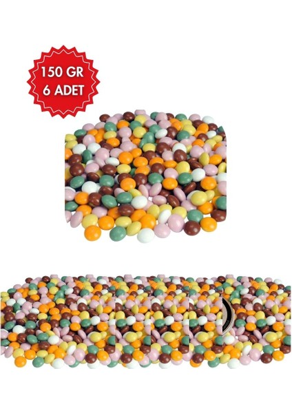 Bonibon Şeker 6'lı Paket 6X150 gr - Renkli Draje Çikolata Pasta Süsü