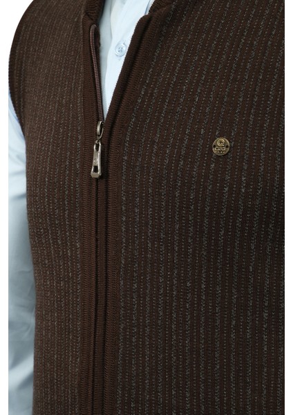 Erkek Triko Yelek Fermuarlı Cepli Çelik Örgü Triko Klasik Kalıp - 5004J fiyatları