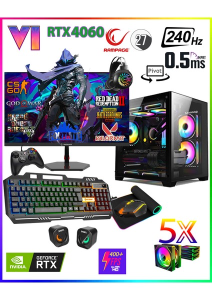 XGEN40 I7 12700F 12.nesil 32GB 1TB Nvme M.2 SSD RTX4060 27" 240Hz Curved Oyuncu Bilgisayarı