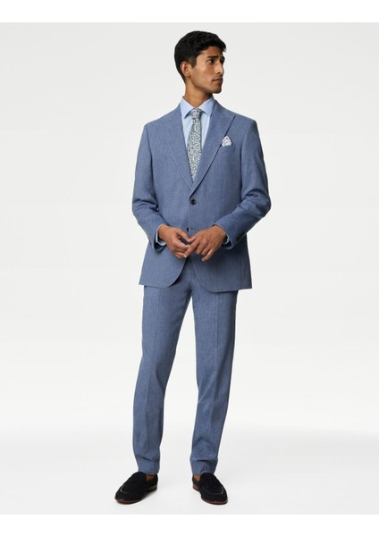 Tailored Fit Klasik Keten Ceket