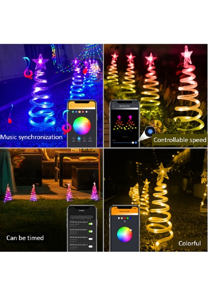 Akıllı Spiral Yılbaşı Ağacı 4'lü Noel Ağacı Smart Christmas Tree Lightshow Bluetooth Control 4 Adet fiyatları