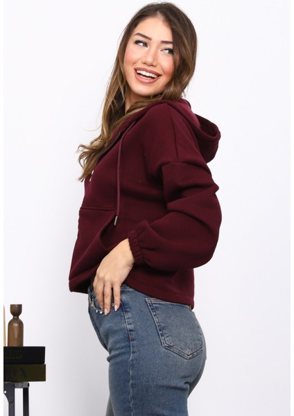 Mürdüm Sağ Kol Fermuarlı Cepli Üç Iplik Sweat Hırka fırsatları