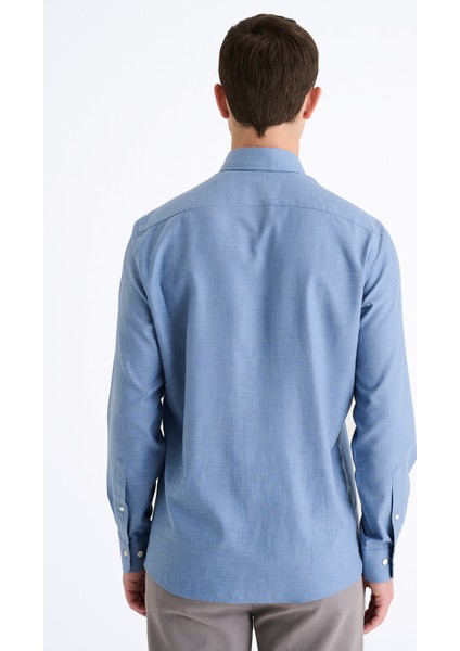 Erkek Indigo Cooper Fit Düğmeli Yaka Flannel Spor Gömlek fırsatları