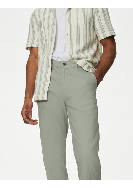 Regular Fit Keten Chino Pantolon fırsatları