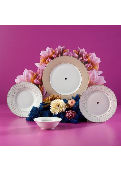 Navy 24 Parça 6 Kişilik Yemek Takımı Beıge