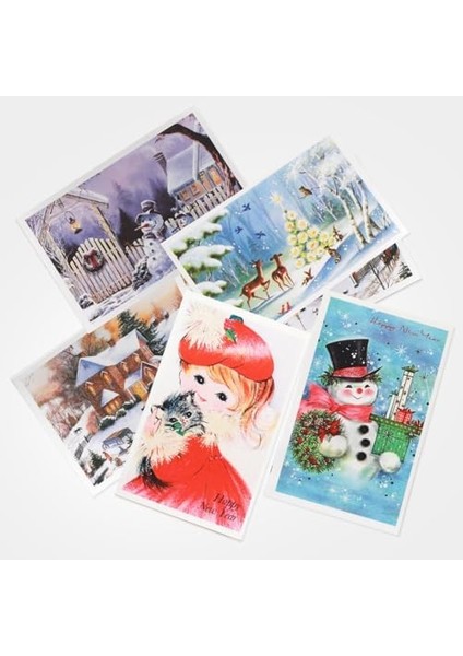 15 Parça Kartpostal, Zarf ve Stickerlı Yılbaşı Seti 1 Adet
