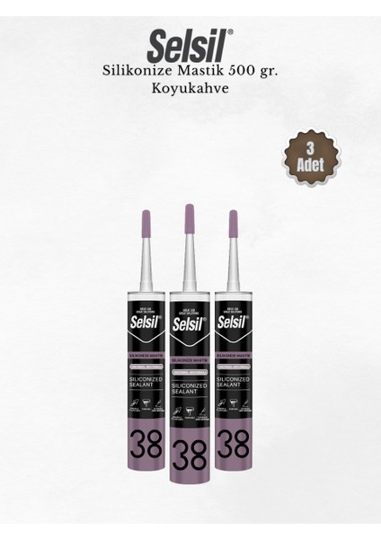 Silikonize Koyukahverengi Mastik 500 gr - 3 Adet
