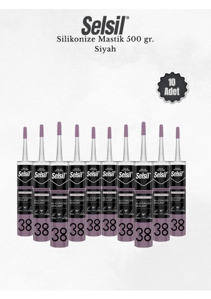 Silikonize Siyah Mastik 500 Gr. 10 Adet