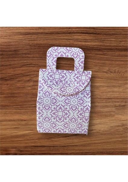 Çanta Kalp Desenli Kutu Şeker Kutusu Kına Kutusu Lokum Kutusu 25 Adet