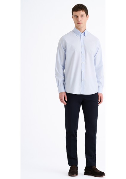 Erkek Mavi Cooper Fit Düğmeli Yaka Kazayağı Spor Gömlek fiyatları