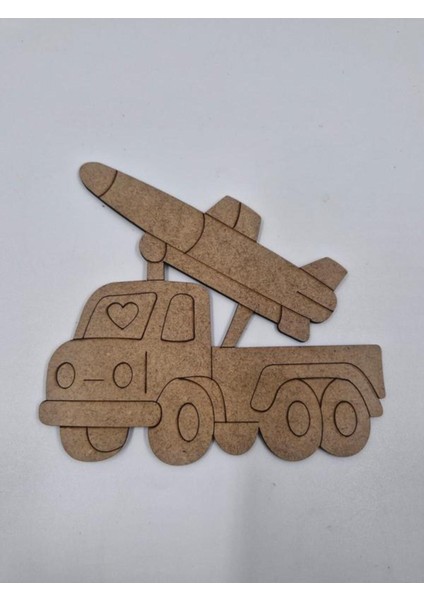 Renkli Füze Kamyonu Ahşap Boyama Seti 15X14 Cm, Okul ve Etkinlik Için