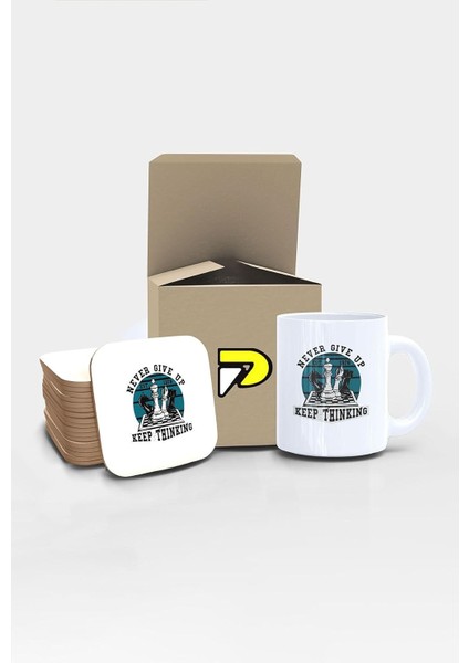 Satranç Up Tasarımlı Baskılı Kupa Bardak Seti, Eğlenceli Özel Hediye Mug