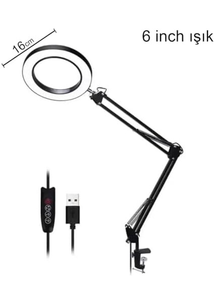 Kıskaçlı 6 Inch Youtuber LED Işıklı Halka Telefon Tutuculu Yüksekliği ve Açısı Ayarlanabilir 6 Inch 16 cm Selfie Yayıncı Makyaj Işığı Masa Kenarına Monte Edilebilir NRT-10178 (NRT-10178) modelleri