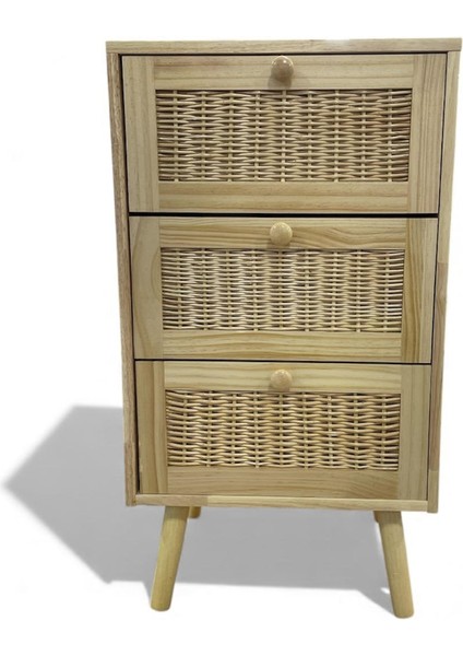 Masif Rattan 3 Çekmeceli Düzenleyici Dolap BM07