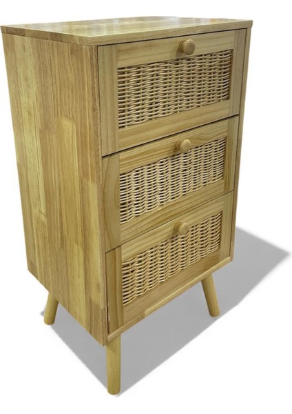 Masif Rattan 3 Çekmeceli Düzenleyici Dolap BM07 fırsatları