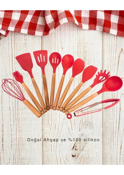 Bambu Saplı Silikon 11 Parça Mutfak Seti