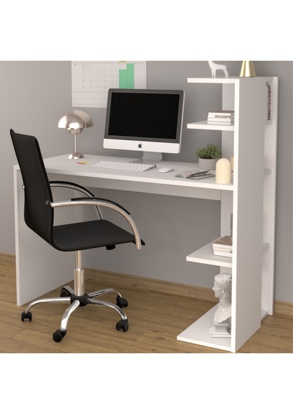 Raflı Çalışma Masası - Beyaz - 110X45X102 cm fırsatları