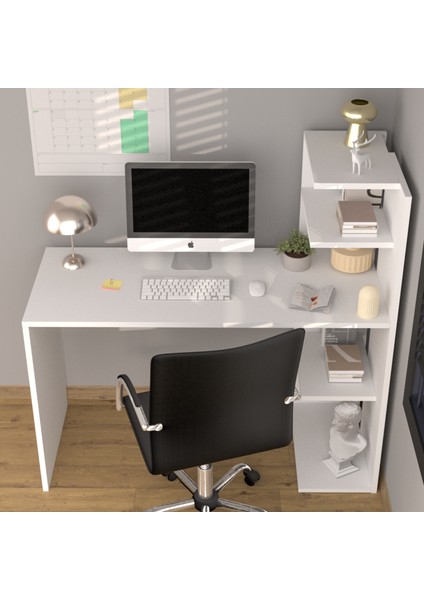 Raflı Çalışma Masası - Beyaz - 110X45X102 cm indirimleri