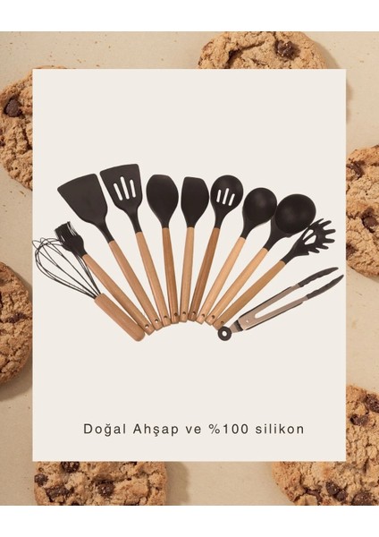 Bambu Saplı Silikon 11 Parça Mutfak Seti