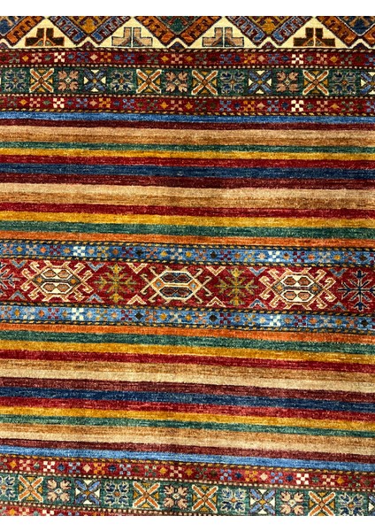 El Dokuma Afgan Halı Horjin Desenli 3 Metre Kare