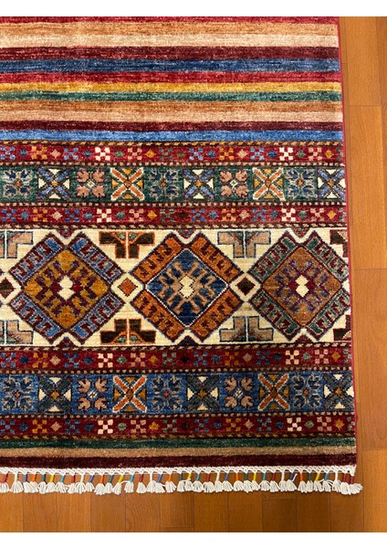 El Dokuma Afgan Halı Horjin Desenli 3 Metre Kare