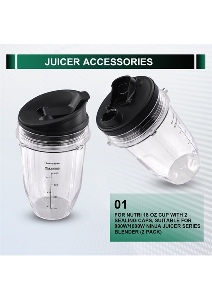 Nutri Ninja 18 Oz Bardak 900W/1000W Nınja Meyve Sıkacağı Blender (2'li Paket) (Yurt Dışından) fırsatları