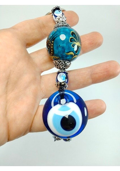 Nazar Boncuğu Anahtarlık El Yapımı Cam Aksesuar Yeşil Turkuaz Seramik Hediyelik Eşya indirimleri