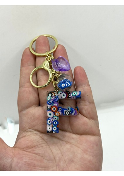 Renkli Nazar Boncuklu F Harfi Anahtarlık, El Yapımı Hediyelik Çanta Süsü fırsatları