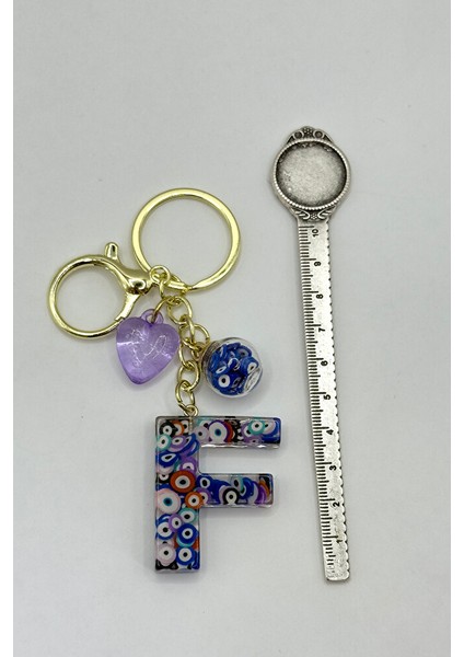 Renkli Nazar Boncuklu F Harfi Anahtarlık, El Yapımı Hediyelik Çanta Süsü indirimleri