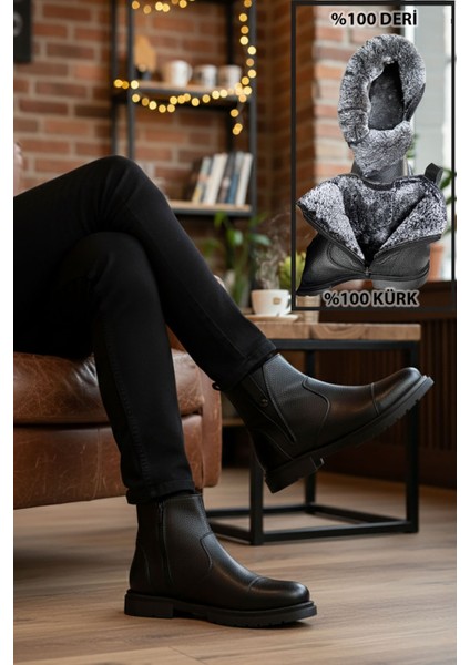 Içi Kürklü Fermuarlı Chelsea Hakiki Deri Erkek Bot fırsatları