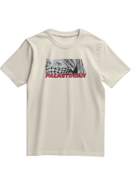 Kısa Kollu Filistin Yaşlı Kadının Gözleri Altı Falastınıan Dijital Baskılı Unisex S - 2xl T300024