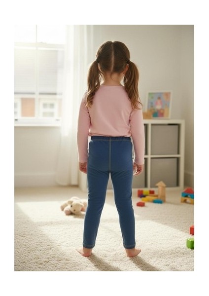 Kot Görünümlü Dikiş Detaylı Çocuk Örme Tayt