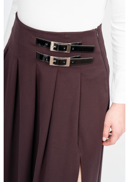 Elegancebelt Slit Skirt – Premium Pileli & Yırtmaçlı Etek 6829 fiyatları