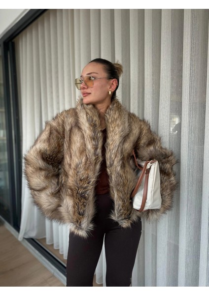 Kadın Kürk Mont Kahverengi
