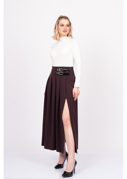 Elegancebelt Slit Skirt – Premium Pileli & Yırtmaçlı Etek 6829 indirimleri
