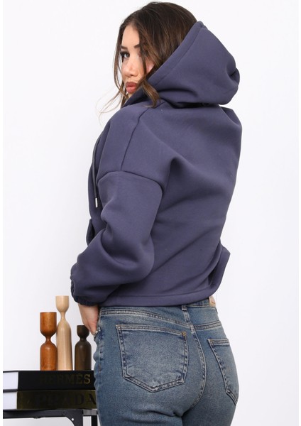 Füme Sağ Kol Fermuarlı Cepli Üç Iplik Sweat Hırka fırsatları