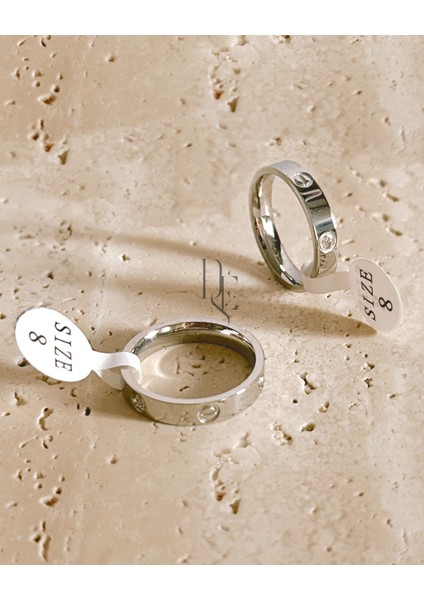 SİLVER VİDA TAŞLI KALIN YÜZÜK SİZE 8